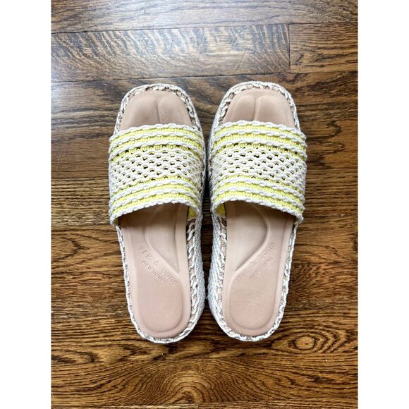 Rag & bone Logan Platform Slide Sandal Crochet Chalk Yellow Natural Size 9 - Picture 4 of 12